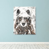 Wolf in de sneeuw canvas afdruk (Insitu (Houten vloer))
