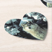 Wolf in de sneeuw kartonnen onderzetters (Gekanteld)