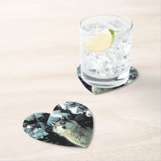 Wolf in de sneeuw kartonnen onderzetters (Insitu)