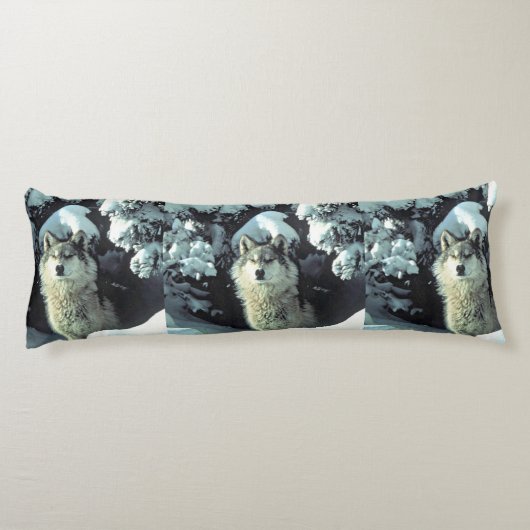 Wolf in de sneeuw lichaamskussen (Achterkant)