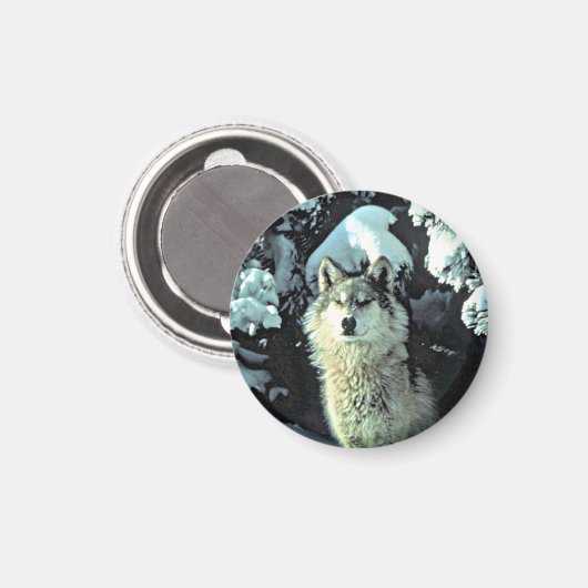 Wolf in de sneeuw magneet (Voorkant / Achterkant)