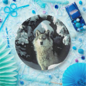 Wolf in de sneeuw papieren bordje (Feest)