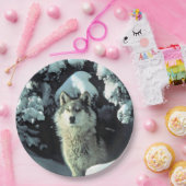 Wolf in de sneeuw papieren bordje (Feest)