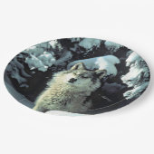 Wolf in de sneeuw papieren bordje (Gekanteld)