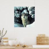 Wolf in de sneeuw poster (Keuken)