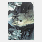 Wolf in de sneeuw theedoek (Verticaal)