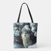 Wolf in de sneeuw tote bag (Achterkant)