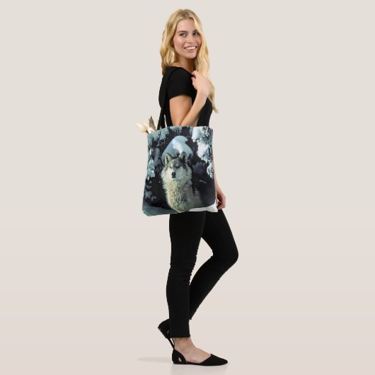 Wolf in de sneeuw tote bag (Op model)