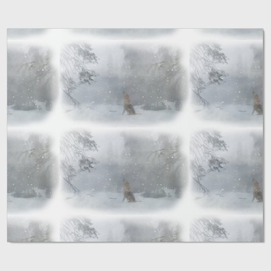 Wolf in de Sneeuwkapper Cadeaupapier (Vlak)