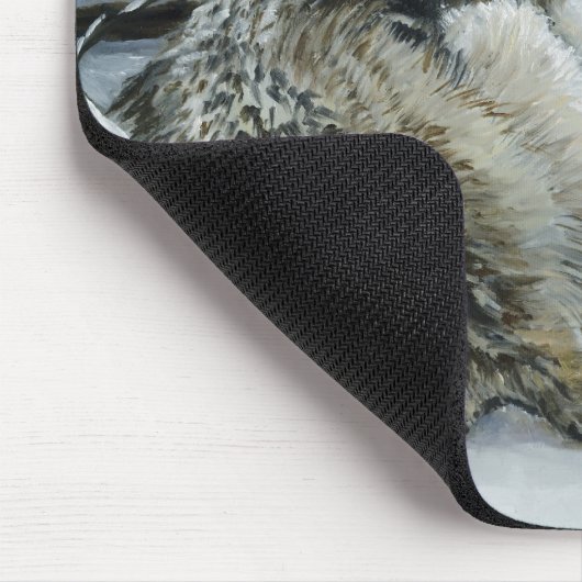 Wolf in de sneeuwkunst muismat (Hoek)