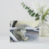 Wolf in de Sneeuwse Art Post Card Briefkaart (Staand voorkant)