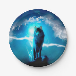 Wolf in de storm papieren bordje