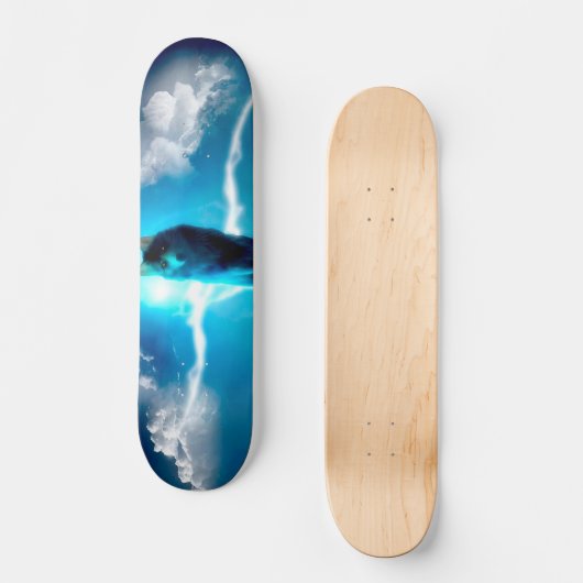 Wolf in de storm persoonlijk skateboard (Voorkant)