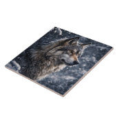 Wolf in de wildernis wintersneeuw tegeltje (Zijkant)