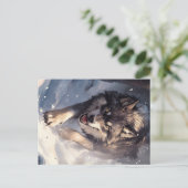 Wolf in de winter briefkaart (Staand voorkant)