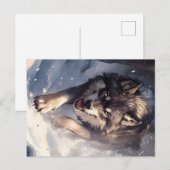 Wolf in de winter briefkaart (Voorkant / Achterkant)