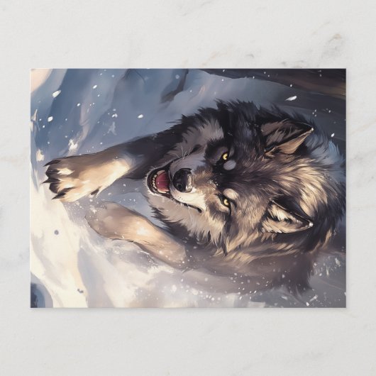 Wolf in de winter briefkaart (Voorkant)