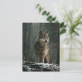 Wolf in de Winter Briefkaart (Staand voorkant)
