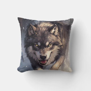 Wolf in de winter kussen
