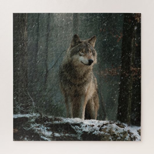 Wolf in de winter legpuzzel (Verticaal)