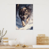 Wolf in de winter poster (Keuken)