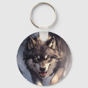 Wolf in de winter sleutelhanger