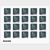 Wolf in de Winter Vierkante Sticker (Vel)