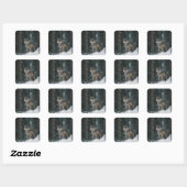 Wolf in de Winter Vierkante Sticker (Vel)