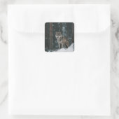 Wolf in de Winter Vierkante Sticker (Tas)