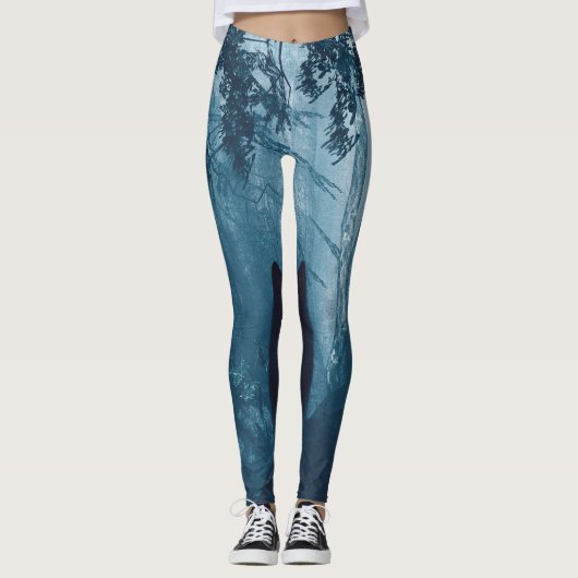 Wolf in donker bos. leggings (Voorkant)