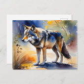 Wolf in een bos waterverf schilderij briefkaart (Voorkant / Achterkant)