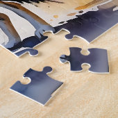 Wolf in een bos waterverf schilderij legpuzzel (Zijkant)