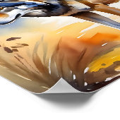 Wolf in een bos waterverf schilderij poster (Hoek)