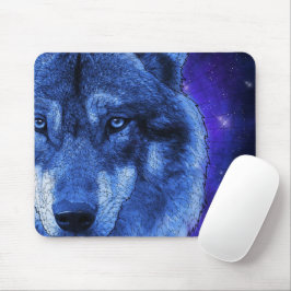 Wolf in een heldere blauwe nacht muismat