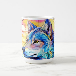 Wolf in Glas-in-lood Magische Mok