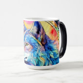 Wolf in Glas-in-lood Magische Mok (Voorkant rechts)