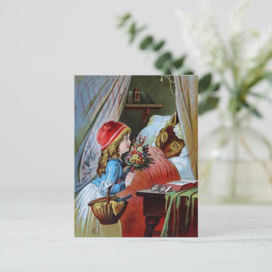 Wolf in Grandma Bed Briefkaart (Staand voorkant)