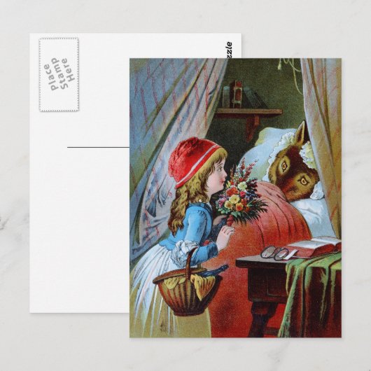 Wolf in Grandma Bed Briefkaart (Voorkant / Achterkant)