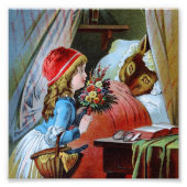 Wolf in Grandma Bed Foto Afdruk (Voorkant)