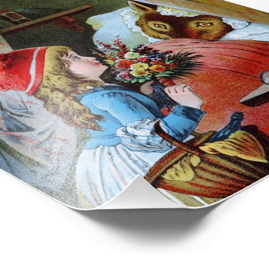 Wolf in Grandma Bed Foto Afdruk (Hoek)