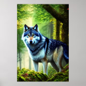 wolf in groen bos | AI Art Poster (Voorkant)