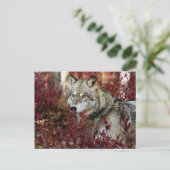 Wolf in Herfst Briefkaart (Staand voorkant)