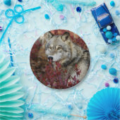 Wolf in Herfst Papieren Bordje (Feest)