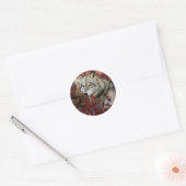Wolf in Herfst Ronde Sticker (Envelop)