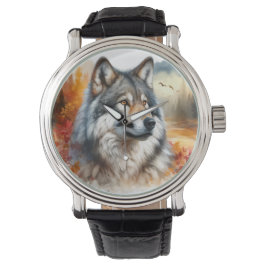 Wolf in herfstkleuren: de schoonheid van de Natuur Horloge