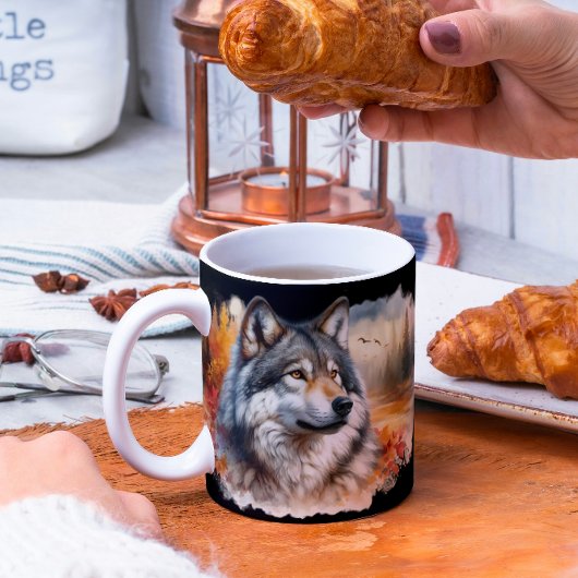 Wolf in herfstkleuren: de schoonheid van de Natuur Koffiemok