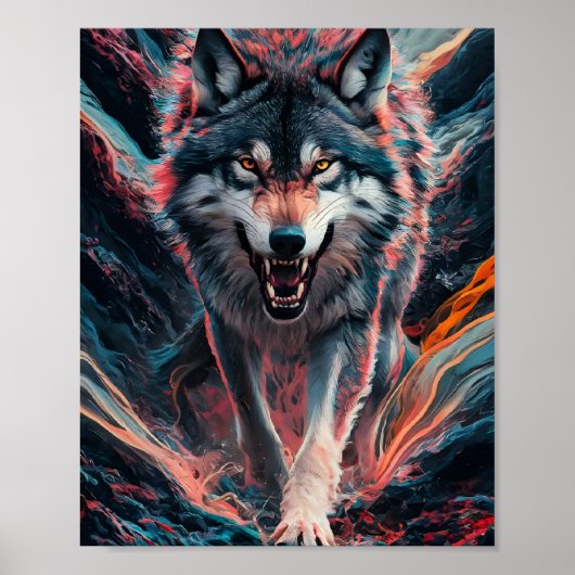Wolf in het Abstracte poster (Voorkant)