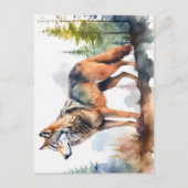 Wolf in het aquarel briefkaart (Voorkant)