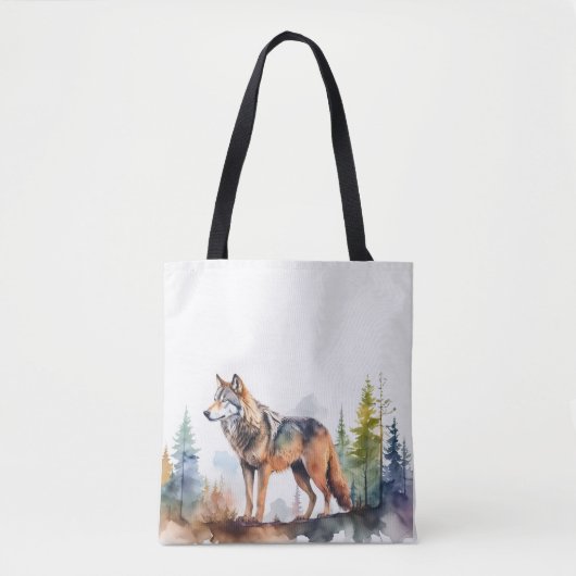 Wolf in het aquarel tote bag (Voorkant)