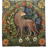 Wolf in het bos art nouveau douchegordijn (Voorkant)